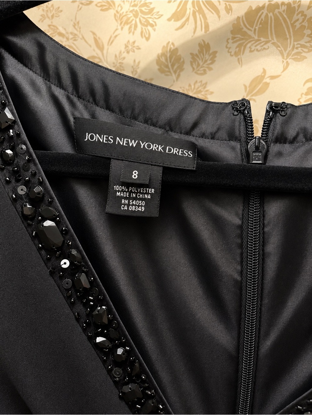 Jones New York Black Beaded V-Neck Midi Dress - Picture 5 of 5